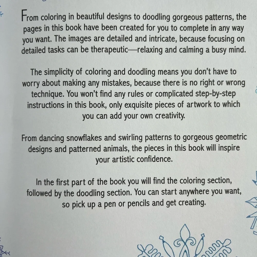 Creative Therapy Anti-Stress 61pg Coloring Book Doodle & Color Your Stress Away